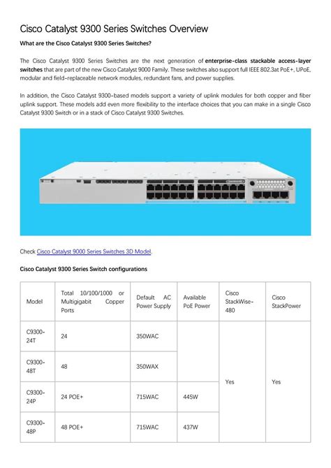 Cisco 9300 series datasheet Page 3 of 15 Product overview The Cisco Nexus ® 9300-FX Series switches belongs to the fixed Cisco Nexus 9000 platform based on Cisco Cloud Scale technology